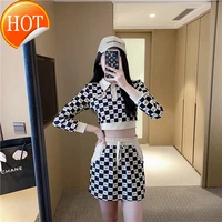 blue shower sports leisure suit women autumn and winter 2020 new fashion temperament goddess style top skirt two piece set