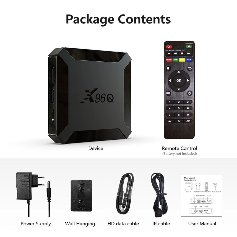 TV Box Android 10 X96Q 2.4G Wifi Allwinner H313 Quad Core 2GB 16GB 1080P Media Player X96 Q 4K Smart Set Top | Электроника