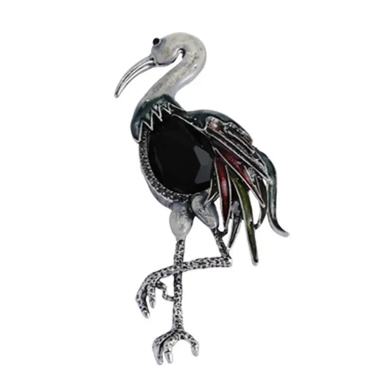 Doluo новый узор красная Коронная брошь с дизайном журавль стразы Фламинго булавка