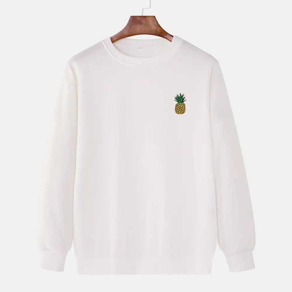 Осенне зимняя простая Толстовка с принтом ананаса Мужская универсальная без