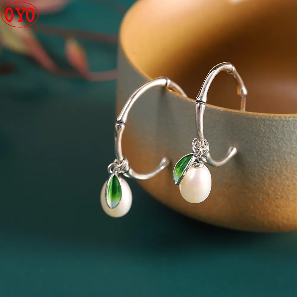 

s925 silver retro distressed slub pearl earrings fashion natural women's earrings