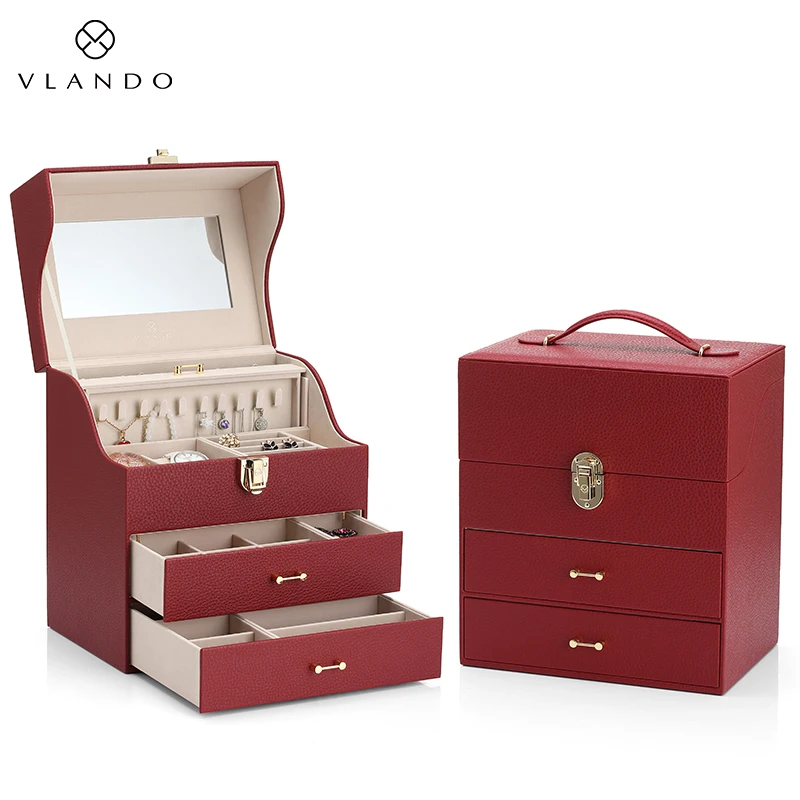 Vlando большая шкатулка Органайзер специальный дизайн ожерелья Серьги Висячие