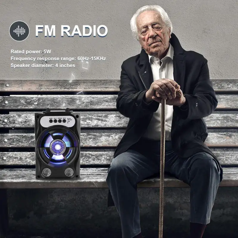 

Large Size Bluetooth Speaker Wireless Sound System Bass Stereo with LED Light