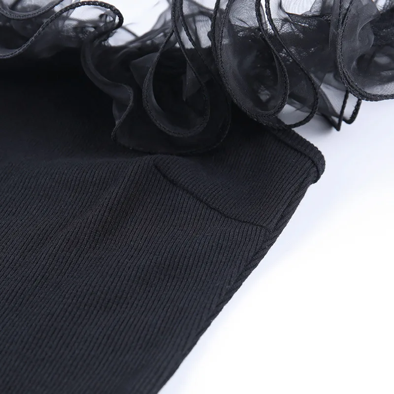 

Fungus Lace Sexy Black T-shirts Women Off Shoulder Blusas 2020 Vintage Shirt Sleeveless Elegant Clothing Tops and Blouses