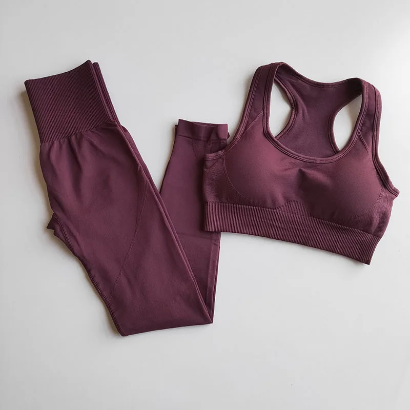 Фото Комплект для йоги бесшовный из 2 предметов тренировочная одежда женщин