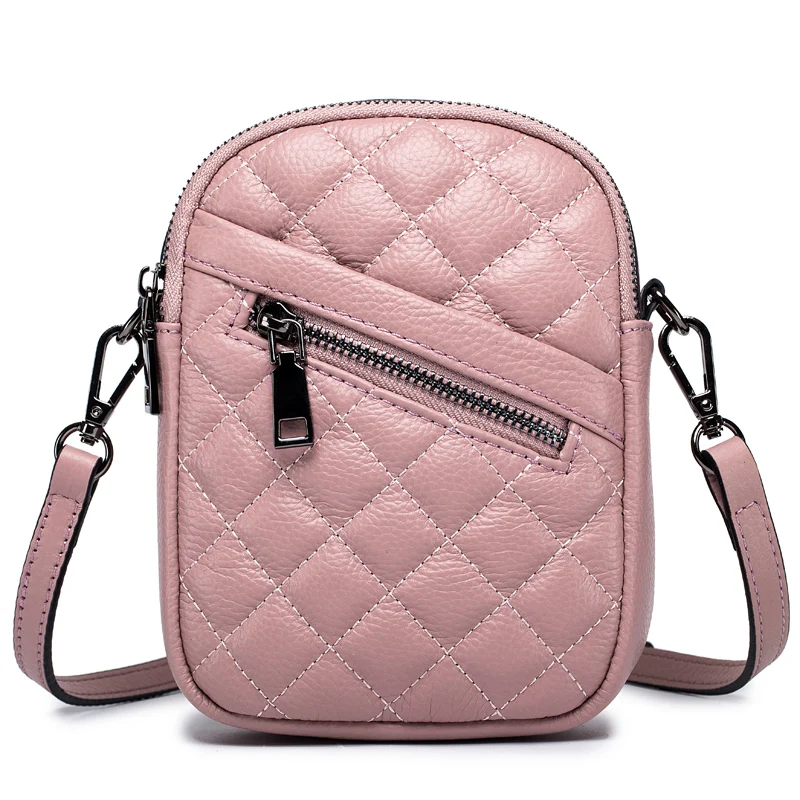 Женская сумка для телефона Wmnuo 2021 с двойной молнией вертикальная клетчатая мини