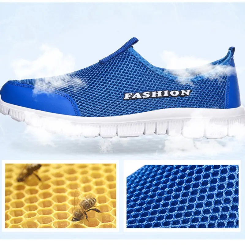 Сетчатые кроссовки для мужчин и женщин светильник дышащие унисекс без шнуровки
