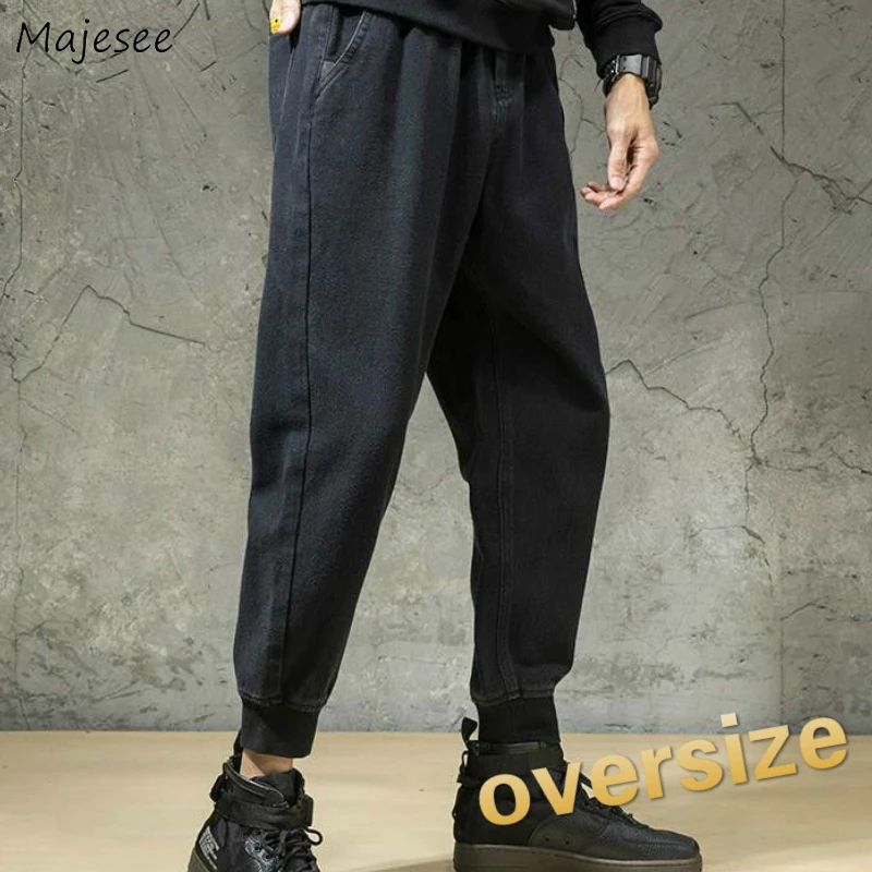 

Men Jeans Solid Simple Ankle-length Bundle Big Size 5XL Leisure Cargo Denim Trousers Mens Korean Style Vintage Oversize Ulzzang