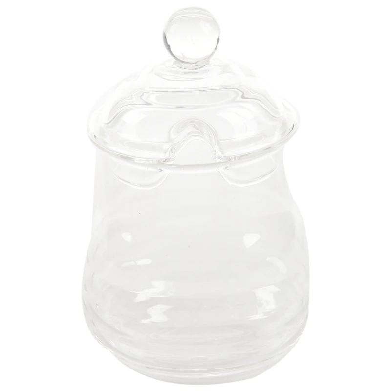 

Transparent glass honey jar with lid Honey Jar with Dipper, Clear, 9 Ounces