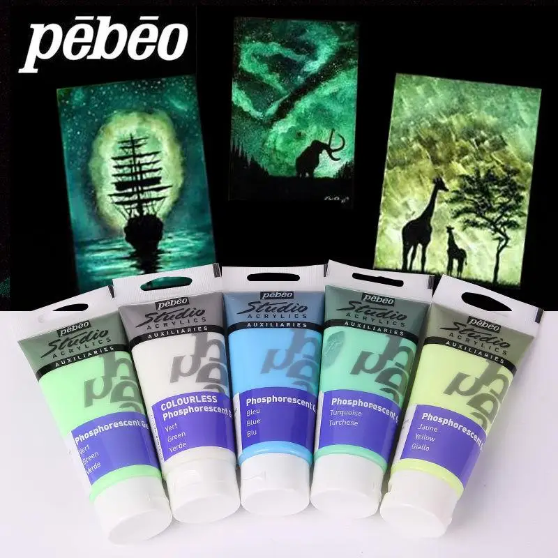 Краски Pebeo 100, акриловые краски, мл, светится в темноте, светящиеся, флуоресцентный пигмент волокно, для ткани товары для рукоделия