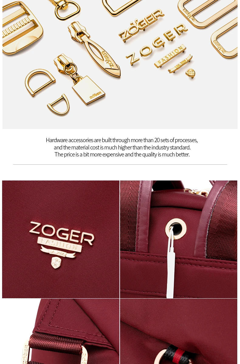 ZOGER, женский рюкзак, новинка, высокое качество, для 20-40 лет, для девушек, для путешествий, дикий, Повседневный, рюкзак, черный, красный, розовый, синий