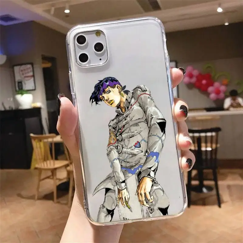 

anime cortoon JOJOS BIZARRE Phone Case Transparent for iPhone 6 7 8 11 12 s mini pro X XS XR MAX Plus