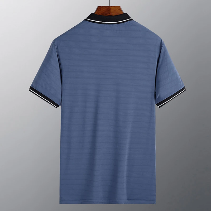 Мужская дышащая рубашка-поло повседневная Однотонная с коротким рукавом лето 2021