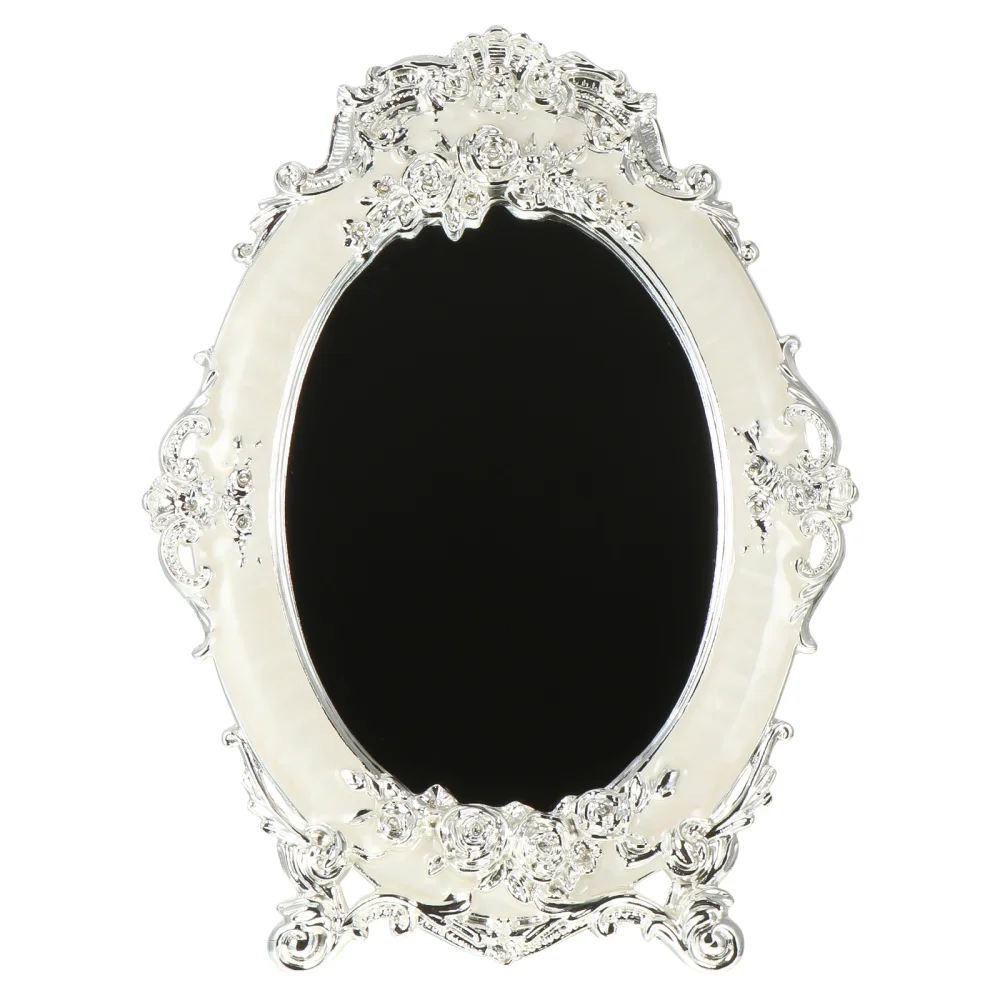 

1pc Tabletop Retro Style Makeup Mirror Elegant Home Bedroom Dresser Mirror