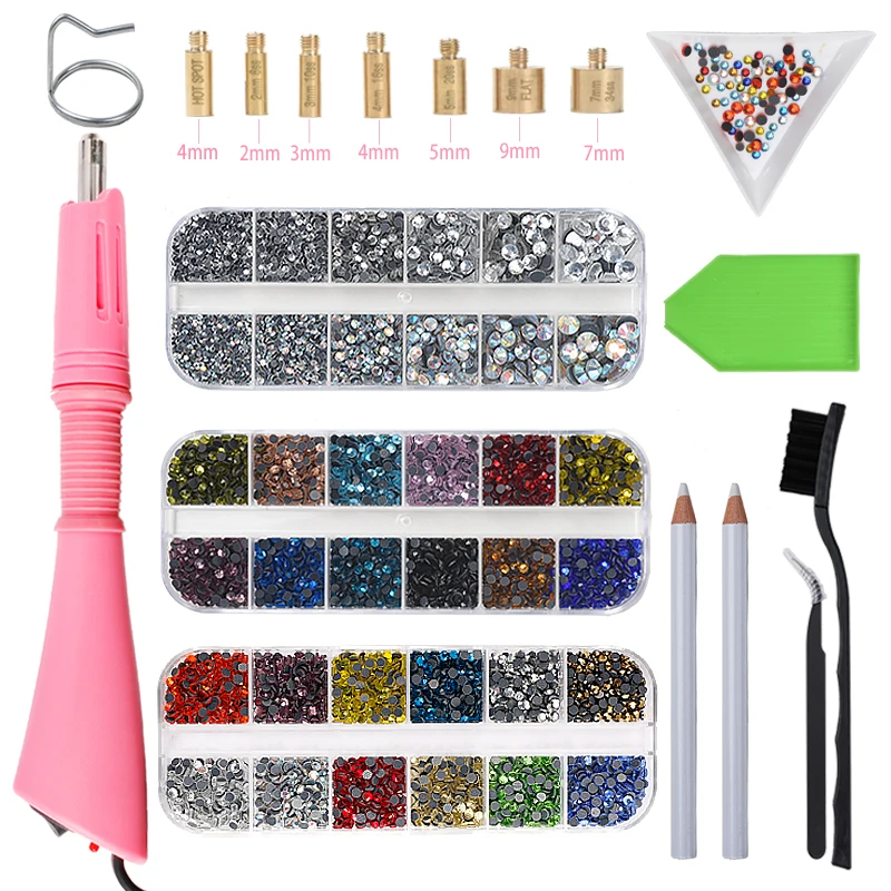 EU/US 2000 шт. + Инструменты Горячая фиксация стразы s набор/Стразы со стразами | Дом и