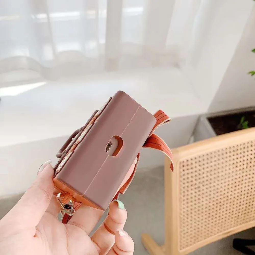 

3D Cute handbag Case For AirPods 1 2 pro Charging Box Soft Silicone Wireless Bluetooth Earphone Protective cover Bow lanyard