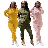 casual women tracksuit two piece set off shoulder sportsuit matching suit solid color high streetwear clothes for women outfit