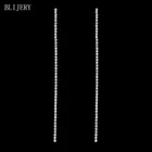 Женские однорядные серьги-подвески BLIJERY, серебряная длинная кисточка из горного хрусталя, висячие серьги для свадебной вечеринки