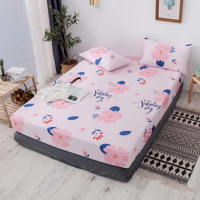 (Новый товар) 1 шт. натяжная простыня из 100% хлопка с принтом наматрасник четырьмя
