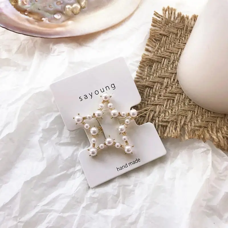 Women's Girls Vintage Geometric Pearl Hairpin Bangs Hair Clips Barrette Slide Grips Hairpins Decoration Dropship | Красота и