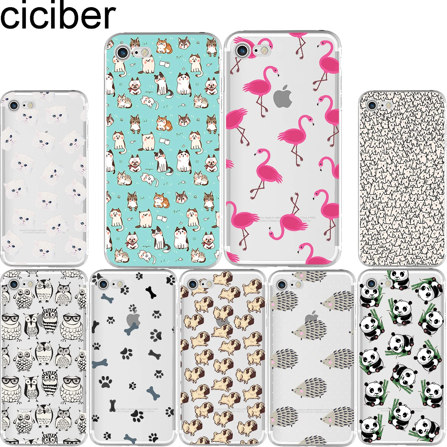 Ciciber/Мягкие силиконовые чехлы для IPhone 6 6S 7 8 Plus 5S SE X Flamingo Panda Fundas Cat|designer phone case|phone