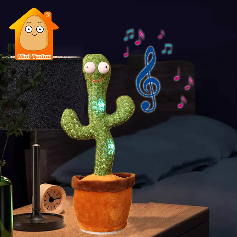 Dancing Cactus Plush Toy Electric Cloth Singing Twisting Luminous Recording Doll Early Educational Musical Toy For Children Gift