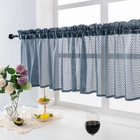 luxury hollow tulle short curtains for living room bluewhitekhaki geometric perforated roman curtains window valance vt