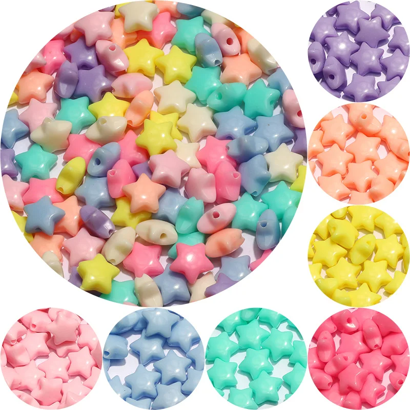 

50pcs 11mm Colourful Five-pointed Star Acrylic Loose Spacer Beads For Jewelry Making Handmade Necklace Bracelet DIY Accessories