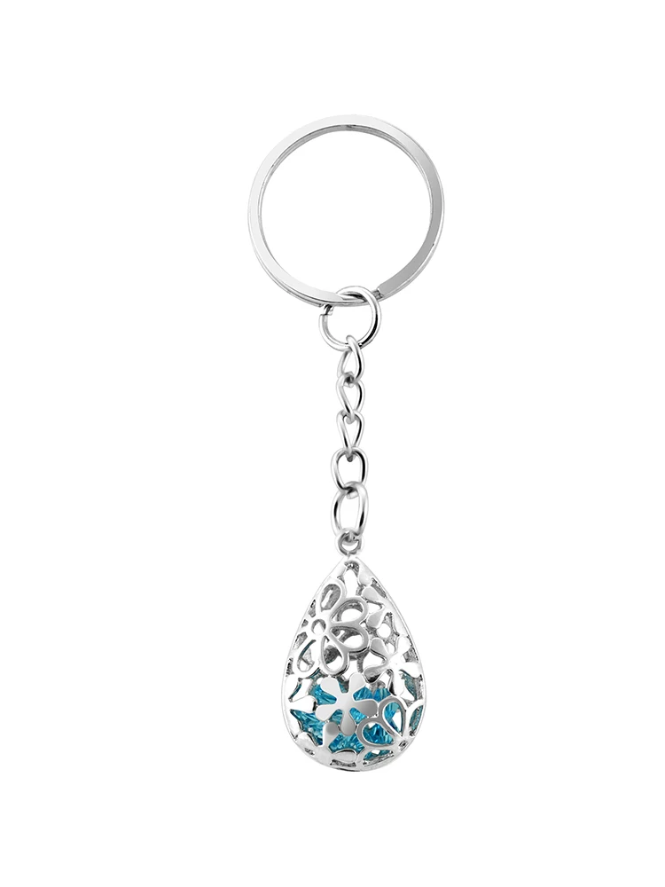 

Personalized Water Drop Keychain Women Sky Blue Crystal Keyring Gift For Couples Girlfriend Key Chain Rings