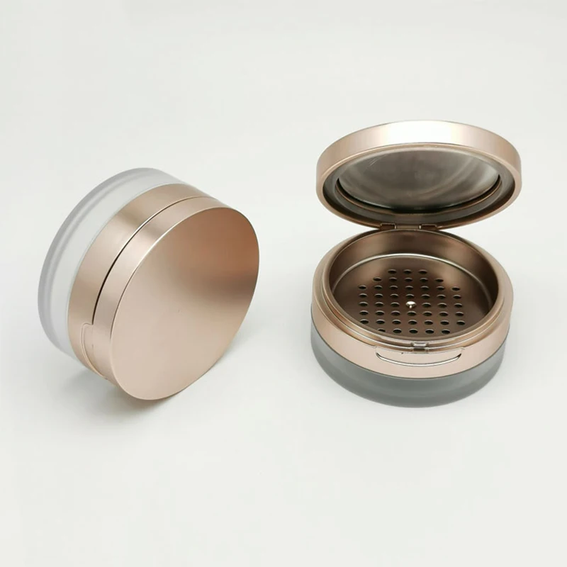 

Handheld Empty Loose Powder Pot with Sieve 1pc Rose Gold Portable Plastic Powder Box Cosmetic Travel Makeup Jar Sifter Container