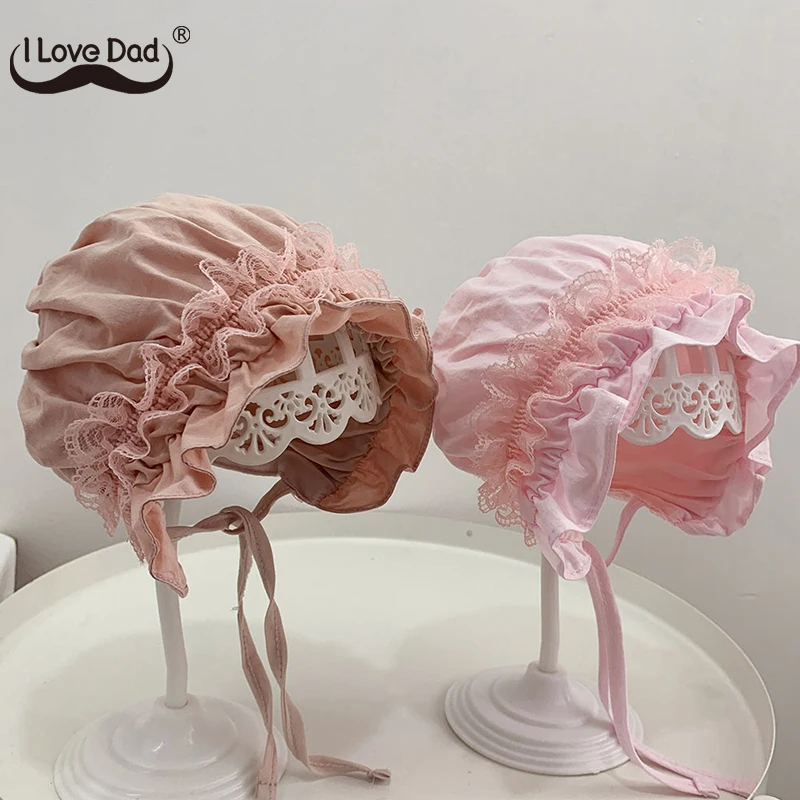 Милая Кружевная шапочка для новорожденного, для малыша с оборками, мягкая хлопковая шапка для маленьких девочек, уличная шляпа от солнца, Ве...