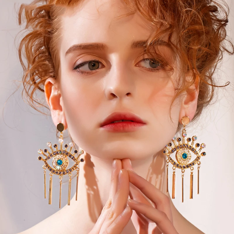 2020 Новое поступление Летние Серебряные серьги с кисточками камень кристалл злые