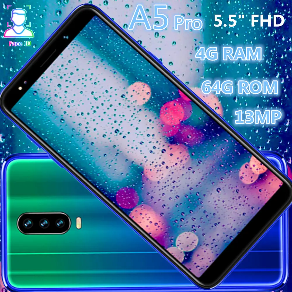 Смартфон A5 Pro с 5 дюймовым дисплеем четырёхъядерным процессором ОЗУ 4 Гб ПЗУ 64 ГБ