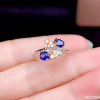 kjjeaxcmy fine jewelry 925 sterling silver inlaid natural sapphire ring classic girls ring support test