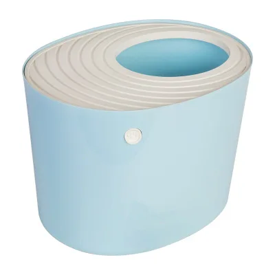 Light Blue Верхний вход, кошачий ящик для мусора с совок для кошачьего наполнителя, полностью покрытый, для домашних кошек, постельное белье для туалета, лоток для туалета, закрытый скрытый туалет с капюшоном - Цвет: Light Blue