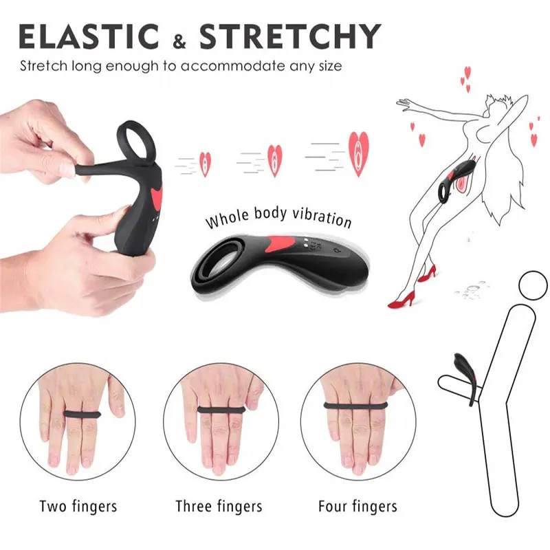 Силиконовый Вибрирующий петух кольцо кольцо-вибратор на пенис растягивающийся