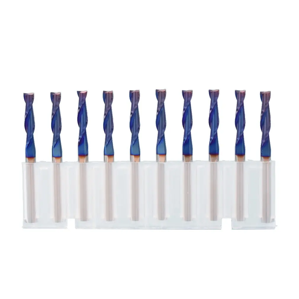 

3.175 Dual Edge Blue plating Flat Botton Helical Milling Cutter Blade Tungsten Steel Cutter Wear Resistance