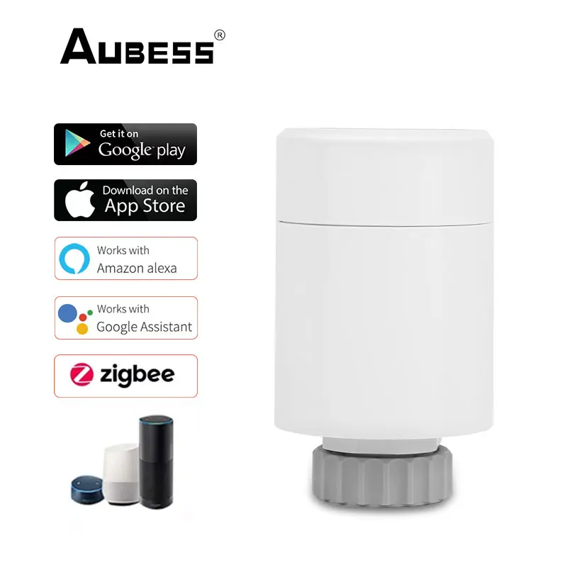 

Привод радиатора AUBESS Tuya Smart ZigBee, программируемый светодиодный термостатический клапан радиатора с контроллером температуры, поддержка Alexa