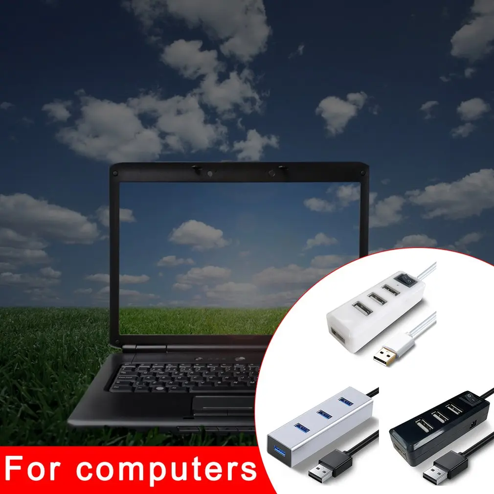 Ультратонкая конструкция с четырьмя портами USB 2 0 и 3 концентратор Plug and Play