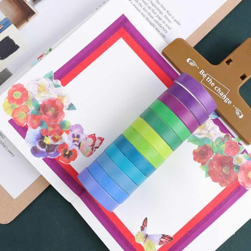 

Pure color tearable and writable tape 40 colors, 60 colors drip rainbow and paper tape pocket decoration