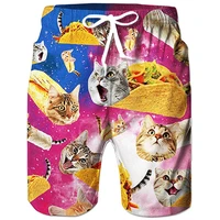 funny taco pizza cat 3d printed mens shorts mesh lining comfortable breathable beach shorts summer beach swim trunks stdk 3