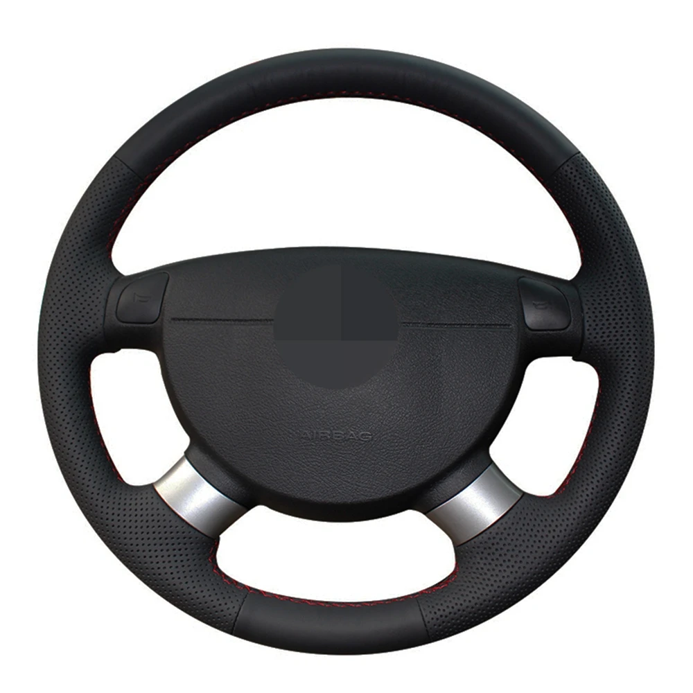 

Car Steering Wheel Cover Black Genuine Leather For Chevrolet Aveo LOVA Buick Excelle Daewoo Gentra 2013 2015 Lacetti 2006 - 2012