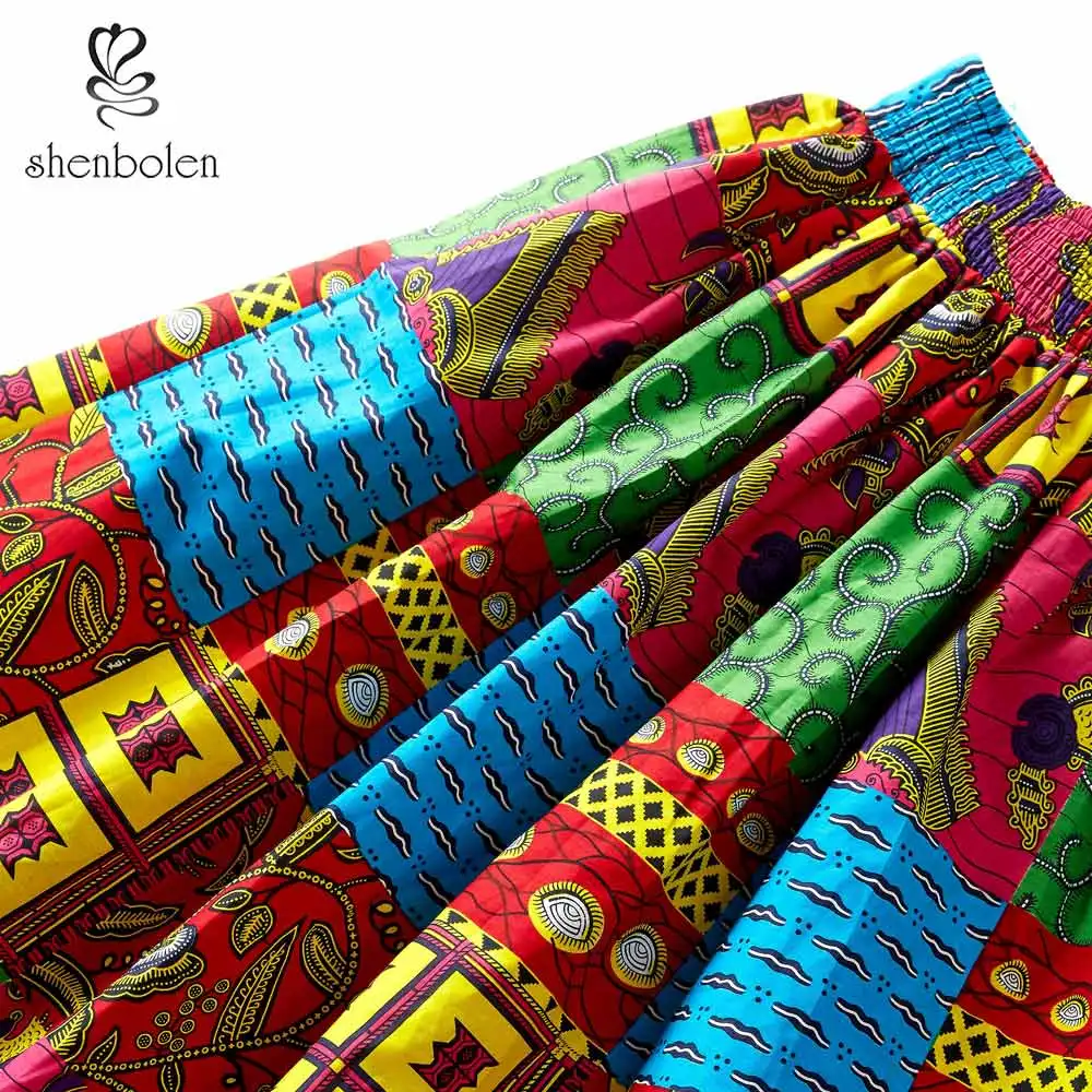 В африканском стиле Одежда для женщин Анкара юбка восковые хлопковые Макси dresshigh