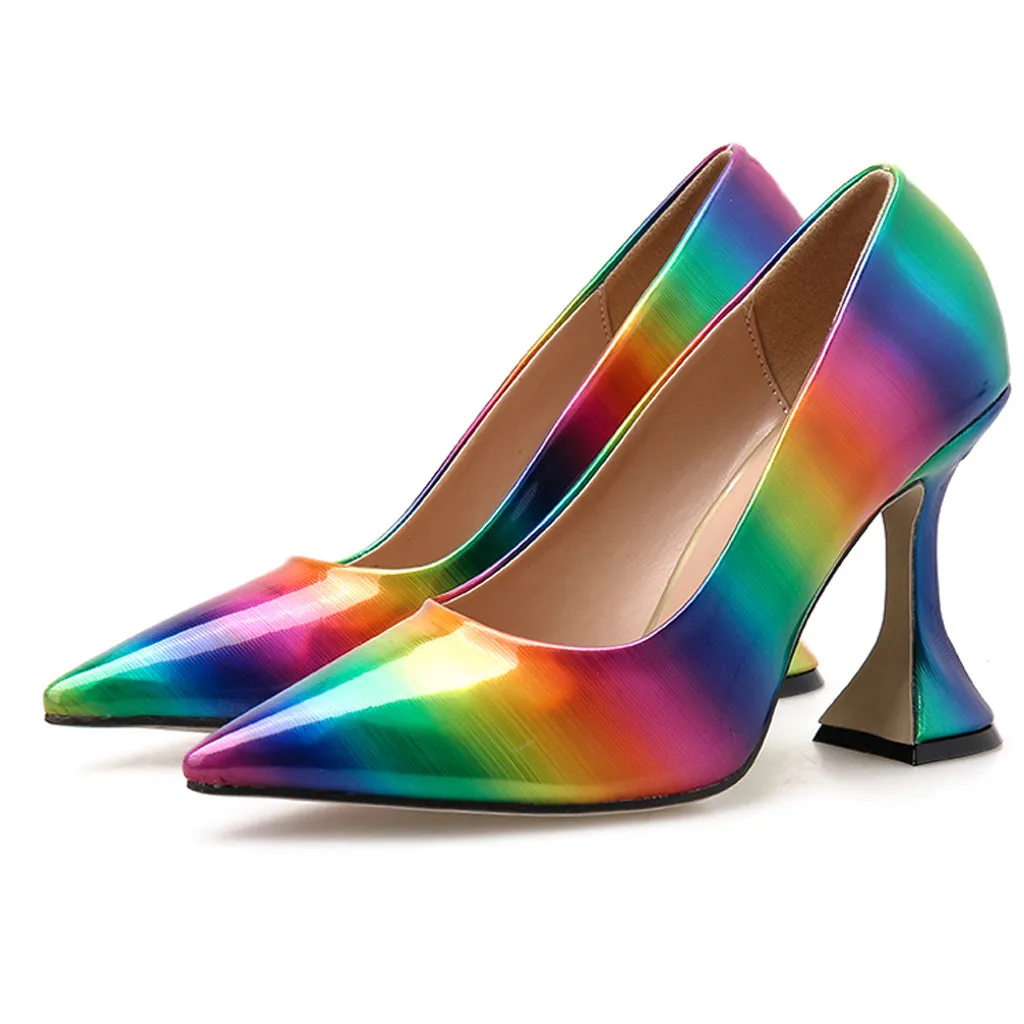 SAGACE/женские туфли на высоком каблуке радужного цвета с острым носком Женские