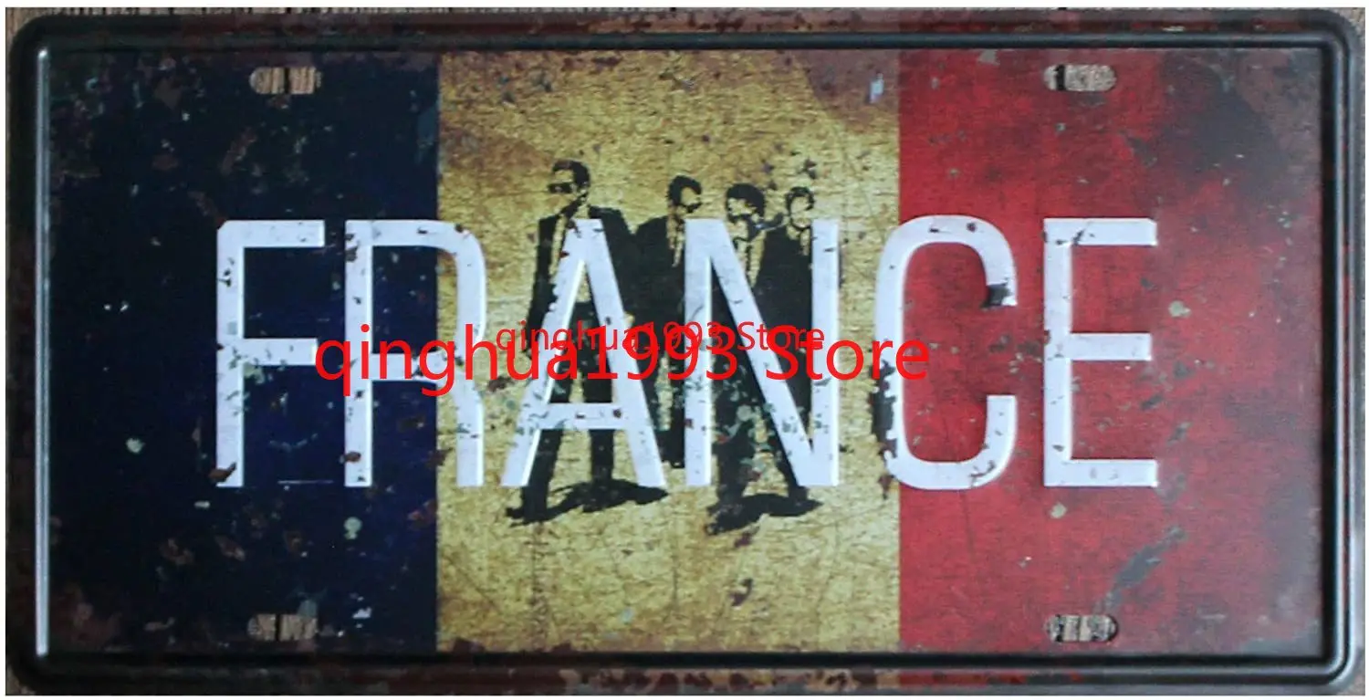 

metal tin sign French Nation Flag Bar Cafe Garage Wall Decor Retro Vintage 12 X 6 inches