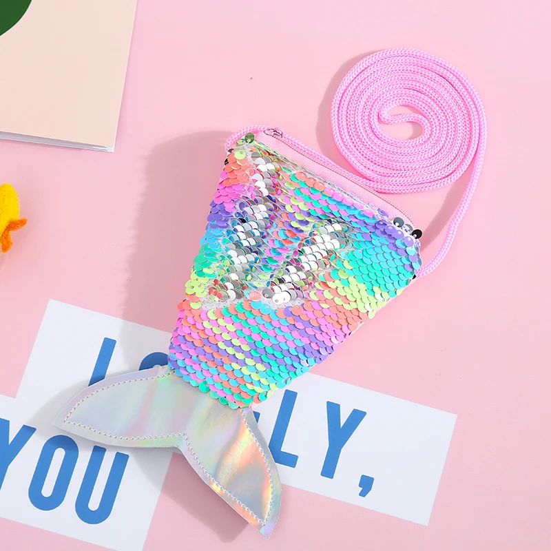 Плтье хвост русалки для детей монета сумка со стразами чехол с отделением