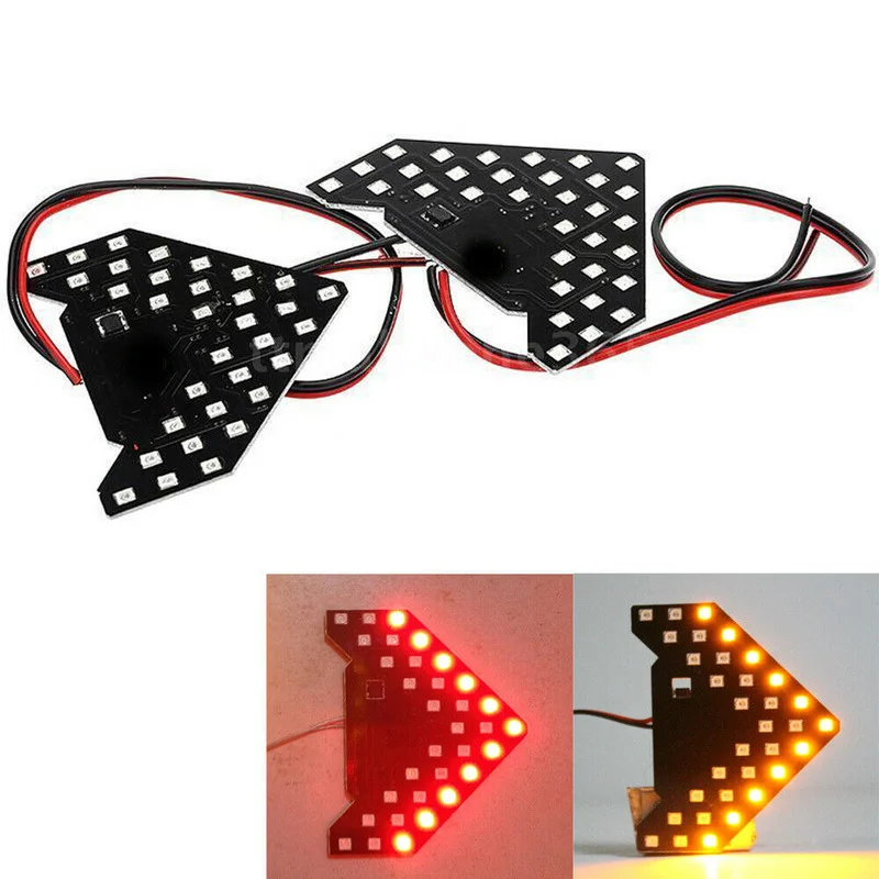 

2PCS 33SMD Sequential LED Hidden Arrows Panel Car Side Mirror Turn Signal Light Universal Auto Car Styling Accessories Lights