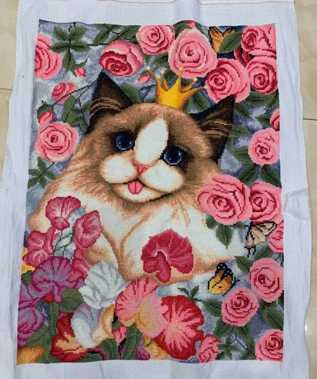 Фото Красивая декоративная вышивка крестиком ручной работы, готовое изделие для декора дома, подарок для мамы, DIY набор для вышивания крестиком. №2