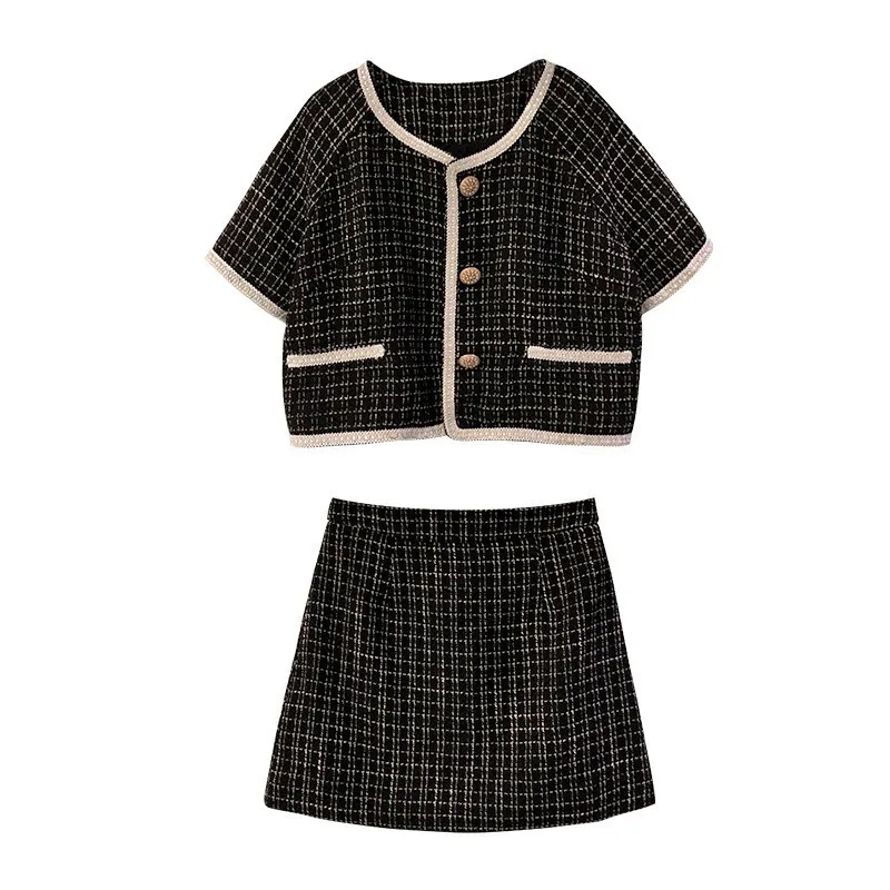 Элегантные качественные летние Женские приталенные клетчатые твидовые