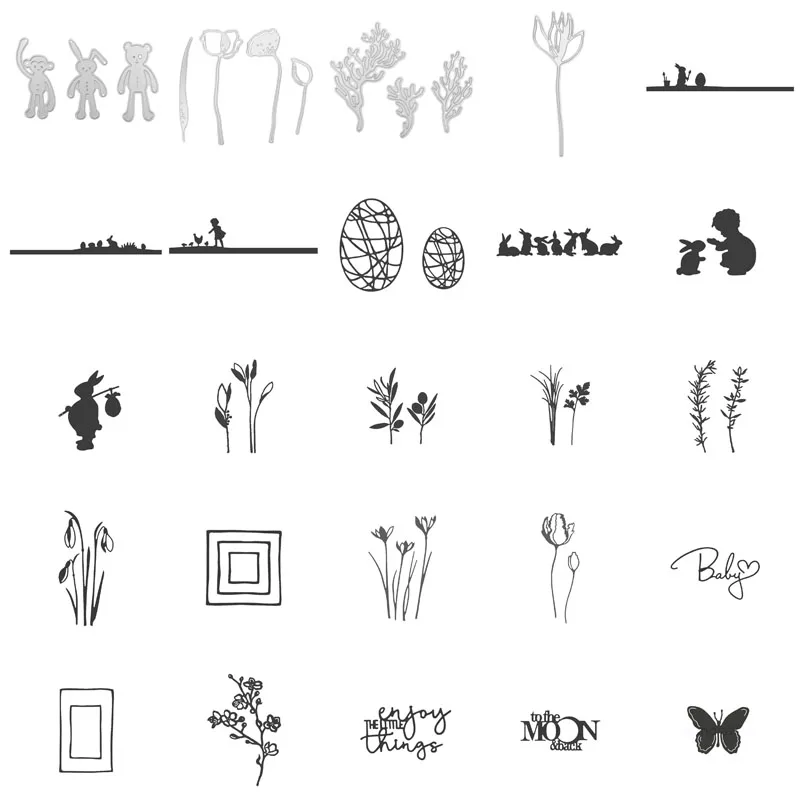 Детские Цветочные Резные штампы для скрапбукинга с буквами и листьями лотоса